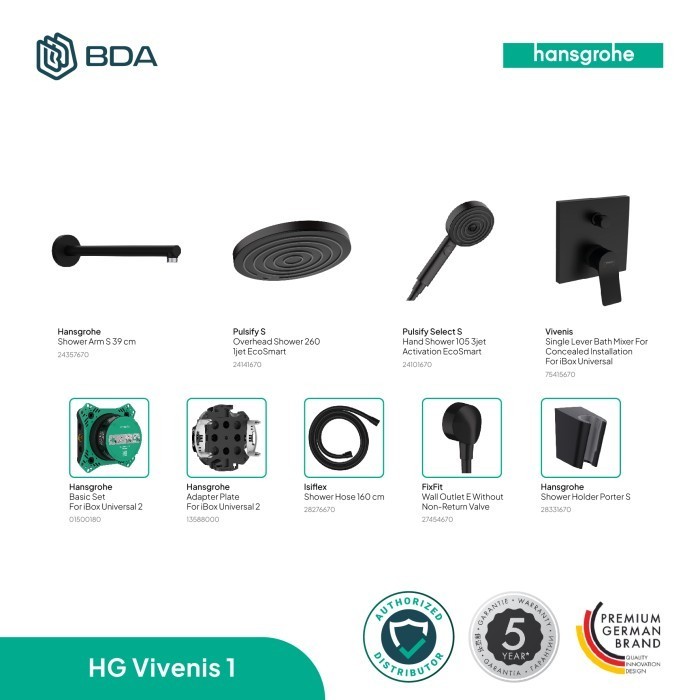 Hansgrohe Shower Kamar Mandi Set Shower Set Tanam Shower Mandi Pulsify S Black