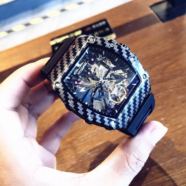 Jam Tangan Mekanis Otomatis Hollow Baru Tourbillon Jam Tangan Pria Asli Tahan Air Bercahaya