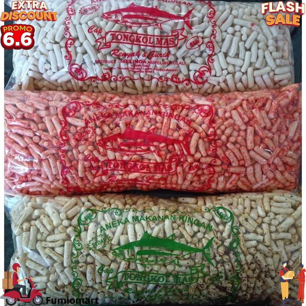 

Kerupuk Ikan Tongkol Viral 1Kg Ori/Pedas Daun Jeruk/Lombok Ijo/Balado D Cod