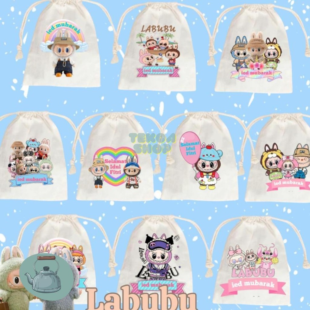 

Amplop Lebaran Labubu Dompet Serut Mini Lucu Kain Kanvas 10 Pcs Promo