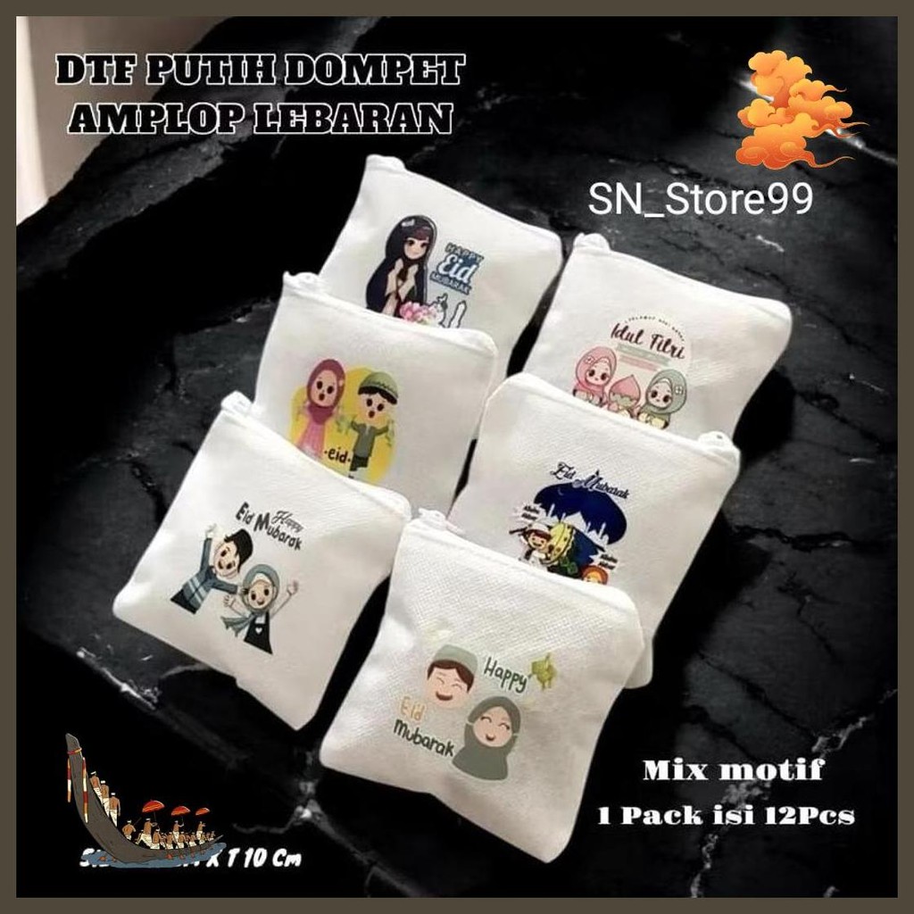 

(Isi 12Pcs) Dompet Amplop / Angpao Putih Resleting Lebaran Idul Fitri Kilat