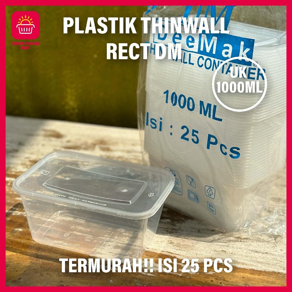 ukd- THINWALL RECTANGLE / Kotak makan plastik BOX MIKA THINWALL WADAH + TUTUP TERMURAH  ISI 25PCS Th