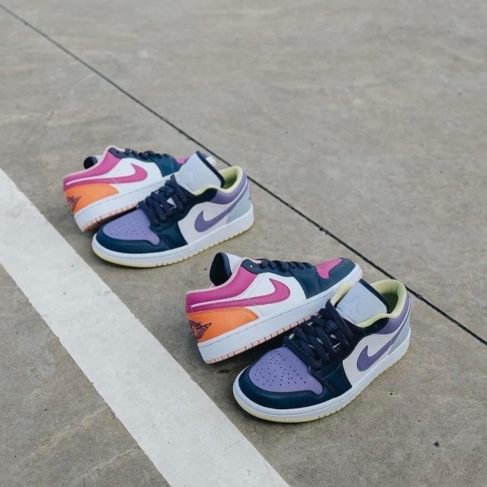 Terlaris Nike Air Jordan 1 Low Mismatch Purple Magenta 100% Authentic Best Seller