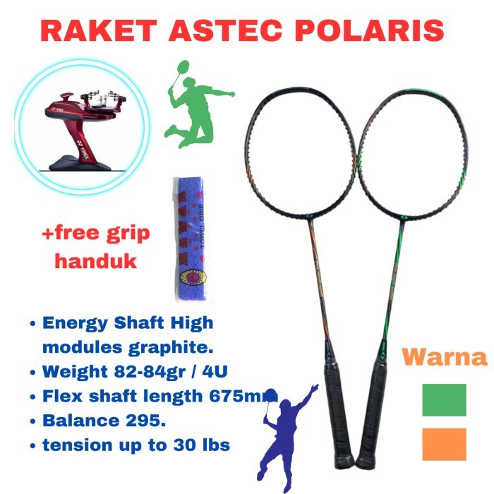 TERLARIS RAKET BADMINTON ASTEC POLARIS 3100&3000 FREE GRIP