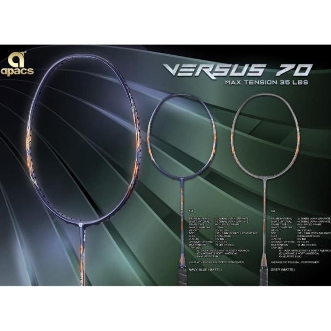 RAKET BADMINTON - RAKET APACS VERSUS 70 - ORIGINAL 4U DAN 5U 35LBS Terlaris