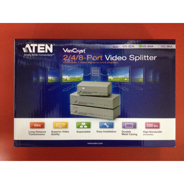 Dijamin Aman 4-Port Vga Splitter Aten Vs94A 350Mhz Vga Splitter 4 Port Aten Vs-94A