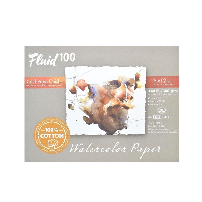 

FLUID 100 Watercolour Paper 9 x 12 in. (Cotton 300gsm Cold Press 15s)