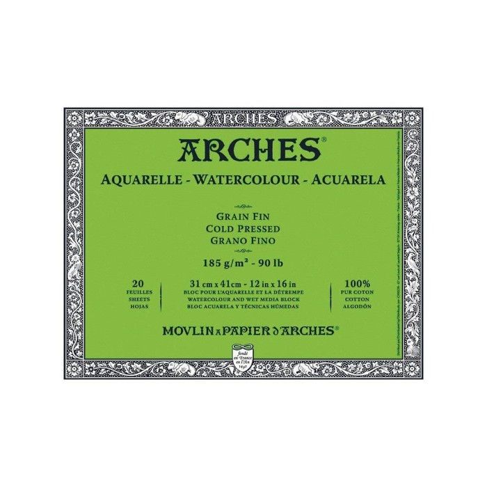 

ARCHES Cold Pressed 185gsm 31x41cm Watercolour Paper Block