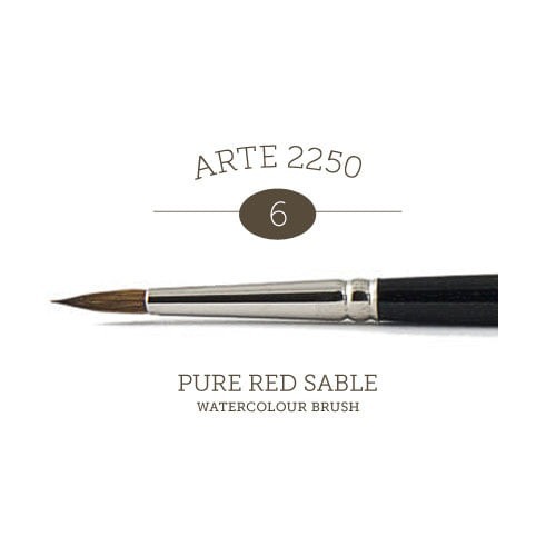 

ARTE 2250 Pure Red Sable No.6 Round Watercolour Brush