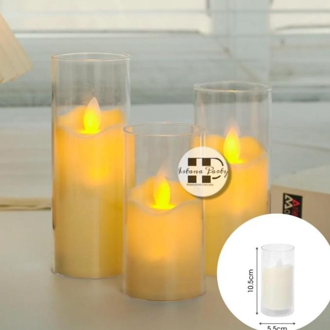 

><><><] Lilin Led Gelas Gelombang Swing / Electric Candle Smokeless 10,5cm