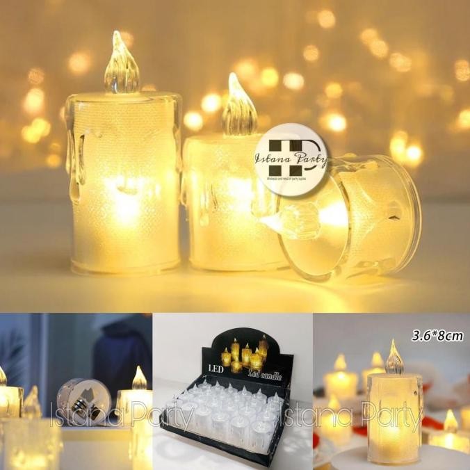 

favorit] Lilin LED Kristal / Lilin Elektrik / Electric Candle Crystal 8cm Isi 24pcs