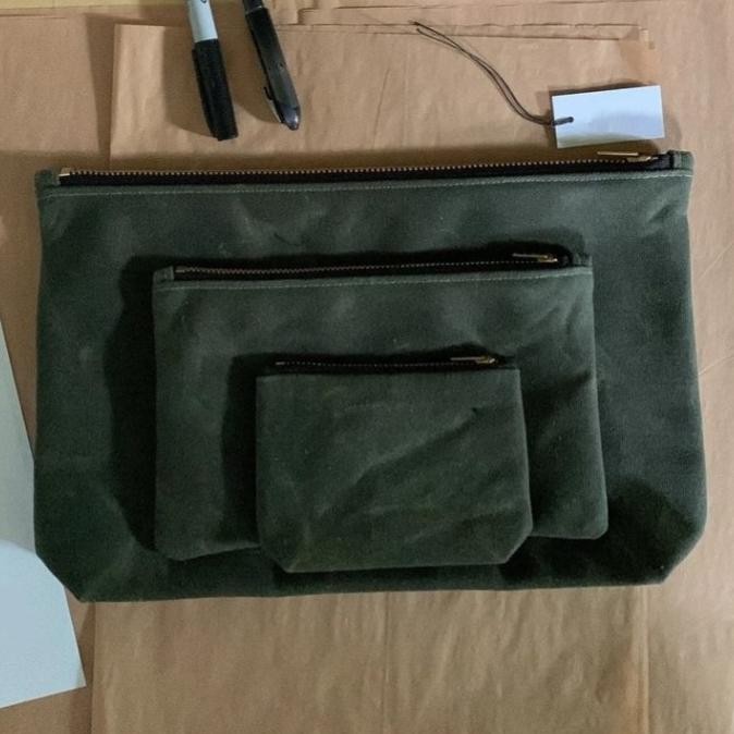 /////] Dompet Wanita Set 3in1 Bahan Kain Kanvas Premium Tebal Warna Hitam