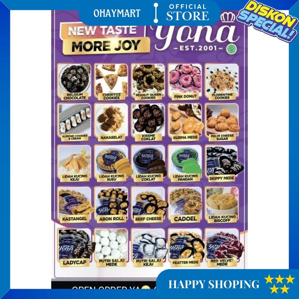 

Yona Cookies Bandung Tersedia Layanan Antar Instant L Kue Enak L Kue Kering Murah L Cookies Cemilan L Snack Anak L Kue Utk Merayakan Hari Lebaran & Hari Idul Adha Bersama Keluarga D Gratis Ongkir