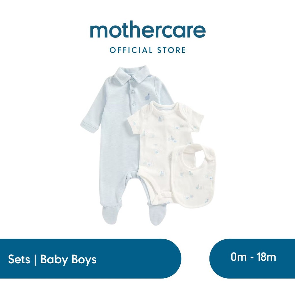 Mothercare My First 3-Piece Outfit Set - Set Baju Bayi Laki-laki (Biru)