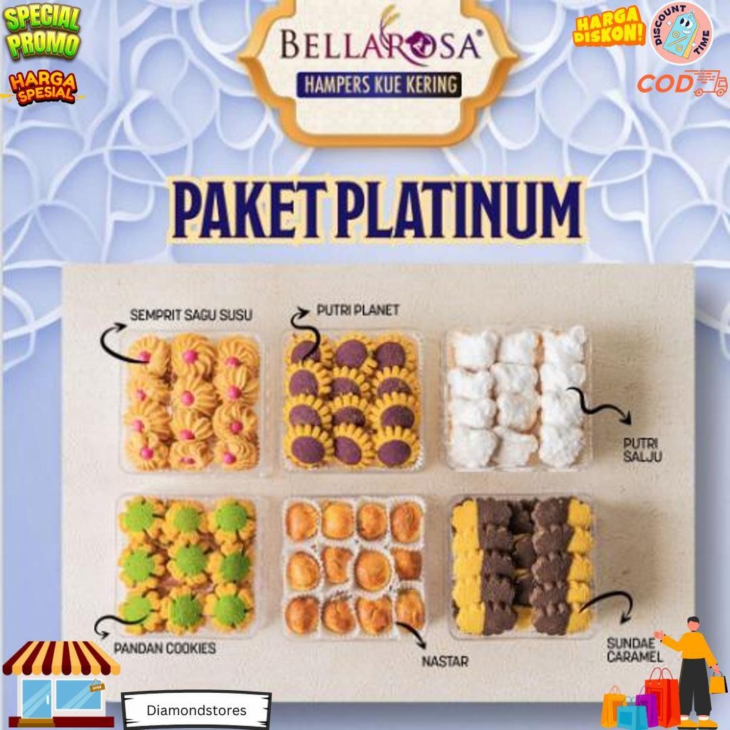 

Claiydream Bellarosa Paket Platinum / Bella Rosa Hampers Lebaran / Paket Kue Kering Free Bubble Wrap D Gratis Ongkir