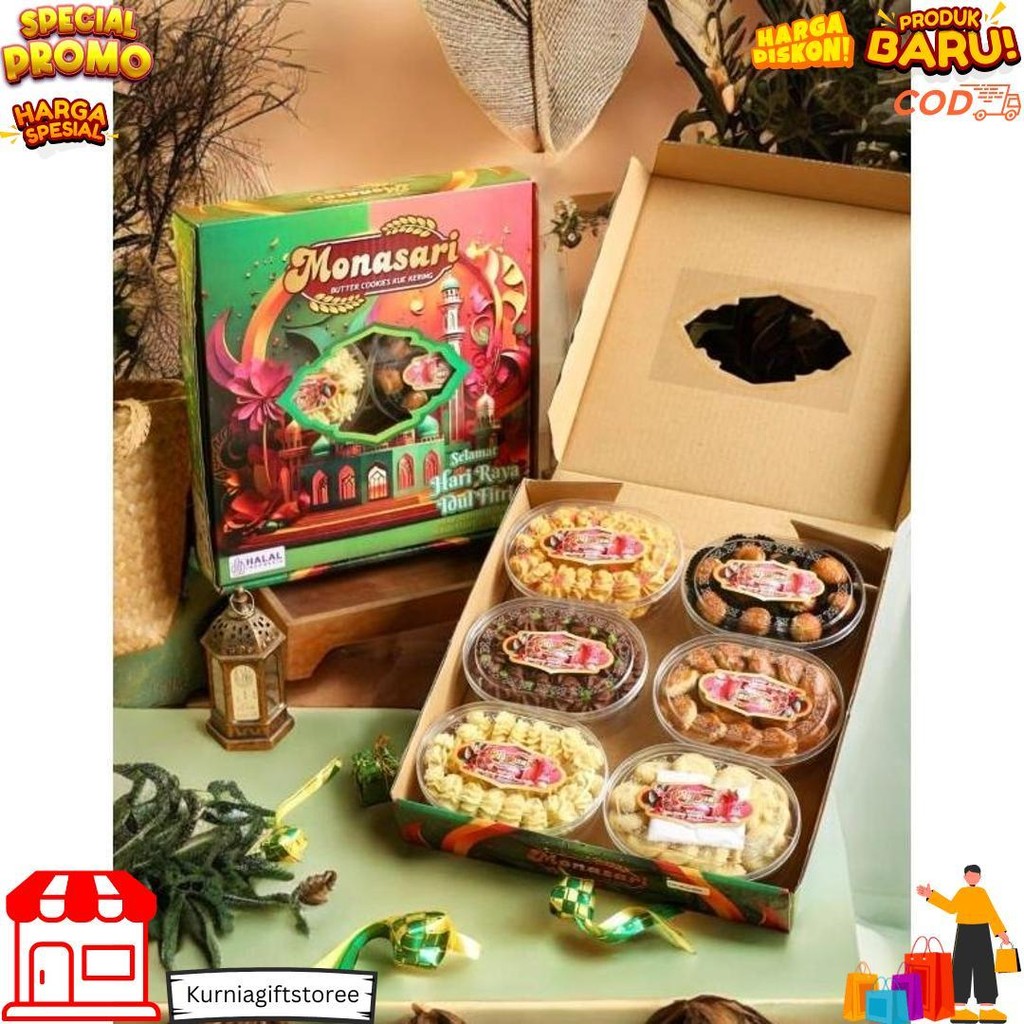 

Monasari Paket Kue Kering - Hampers Bingkisan Kue Lebaran 6 Toples D Promo 10.10