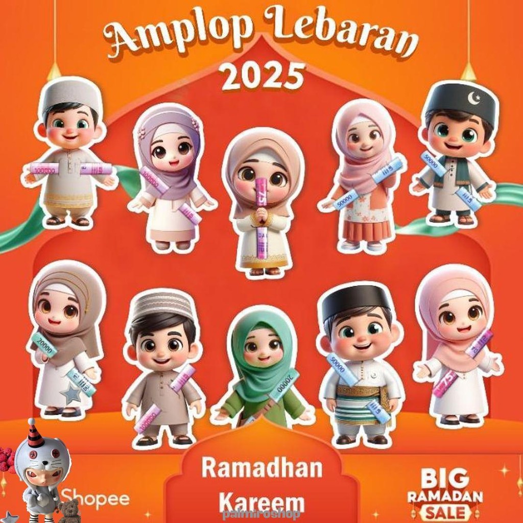 

(50Pcs)Amplop Gemoy Amplop Lebaran 2025 Amplop Karakter Amplop 3D Lucu Amplop Angpao Idul Fitri Lucu Cod
