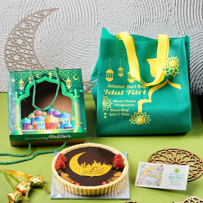 

New! Promo Tart Susu Coklat Hampers Idul Fitri Uk 20Cm Edisi Ied Mubarak By Fulvin Mart Lebaran