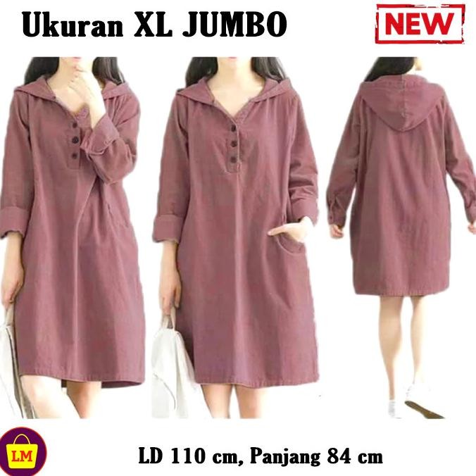 Lm 15052 Baju Atasan Wanita Tunik Hoodie Katun Jepang Tunic Termurah