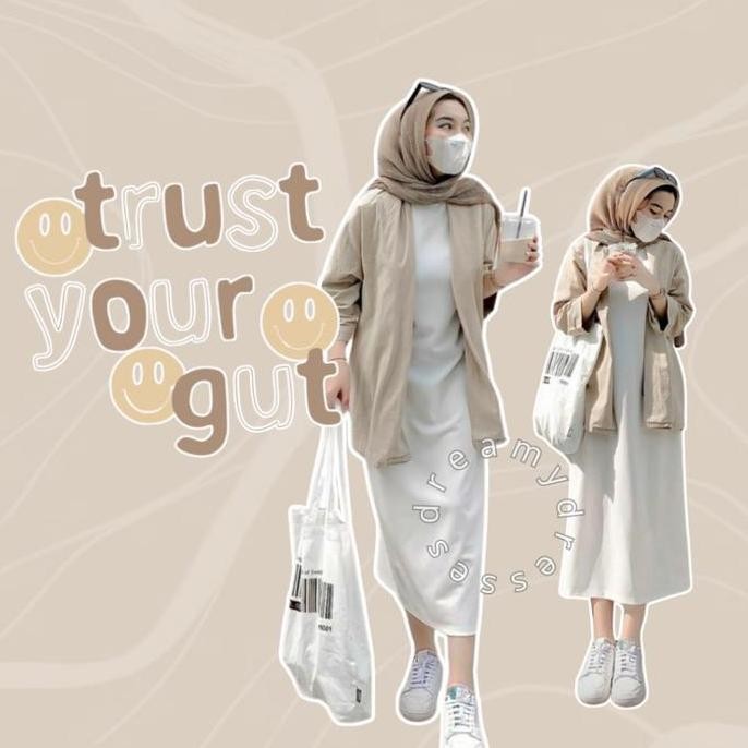 One Set 155 - (Inner Dress, Kemeja, Pashmina) Inner Gamis Tanpa Lengan-Gamis Kutung Spandek Jersey-G