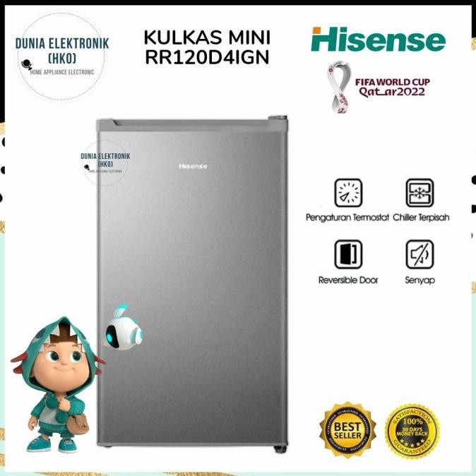 KULKAS PORTABLE HISENSE RR120D4IGN LEMARI ES MINI BAR 93 LITER