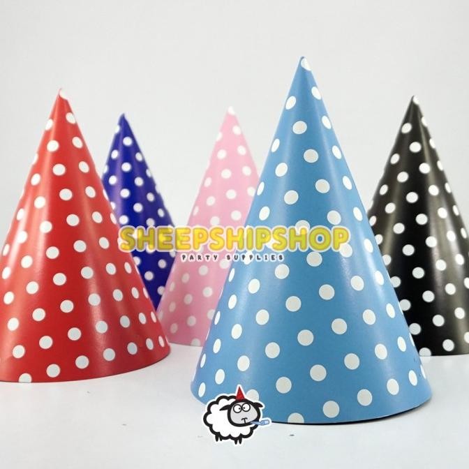 ------] TOPI ULANG TAHUN KERUCUT BESAR Polkadot Birthday Cone Party Hat