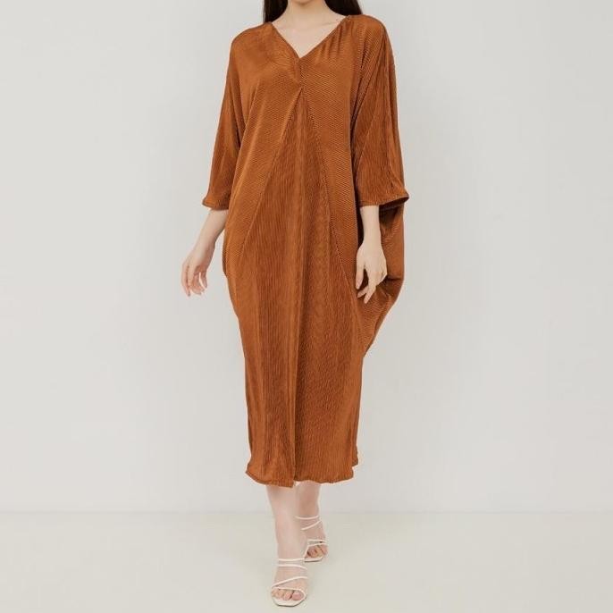 BEST SELLER MIDI DRESS KAFTAN WANITA BAJU MUSLIM PLISKET ELEGANT KKT