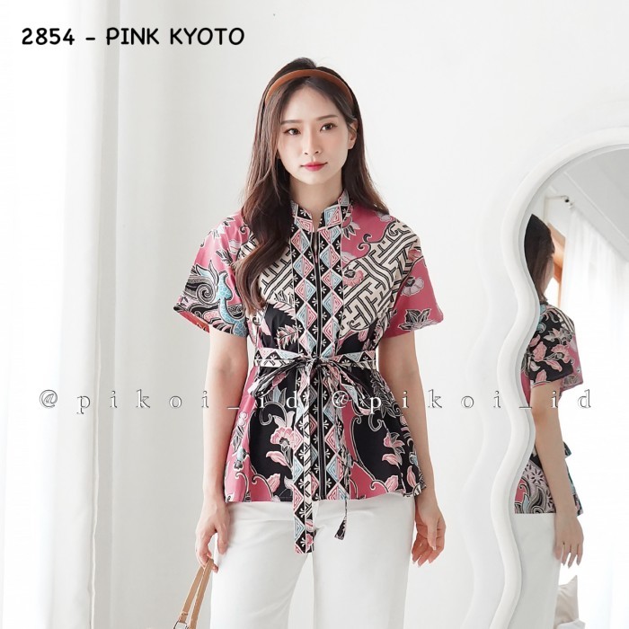 Atasan Batik ikat wanita modern / batik wanita v neck seragam kantor