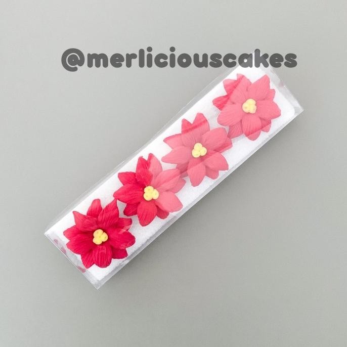 

@#@#@#] Poinsettia Flower Bunga Natal Christmas Gumpaste Flower Cake Kue Topper