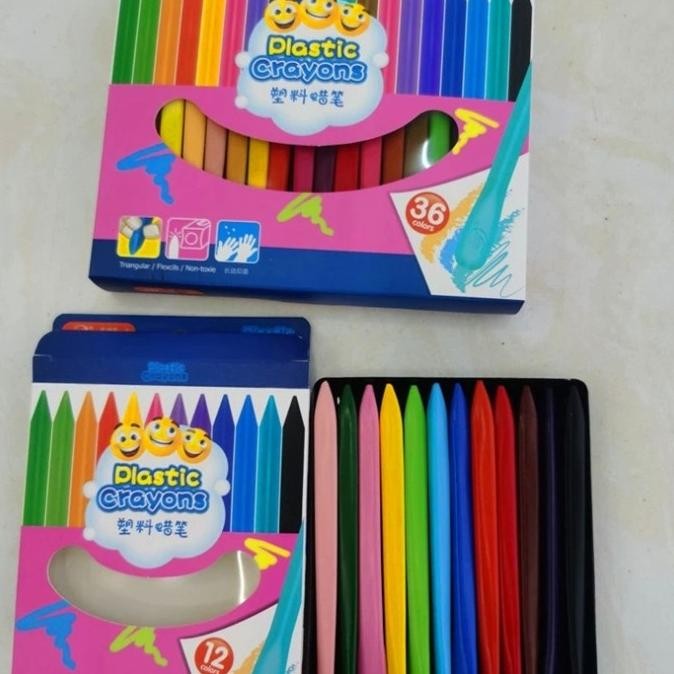 

PLASTIC CRAYON NON TOXIC SET 36PCS - ALAT GAMBAR ANAK KRAYON TAHAN AIR
