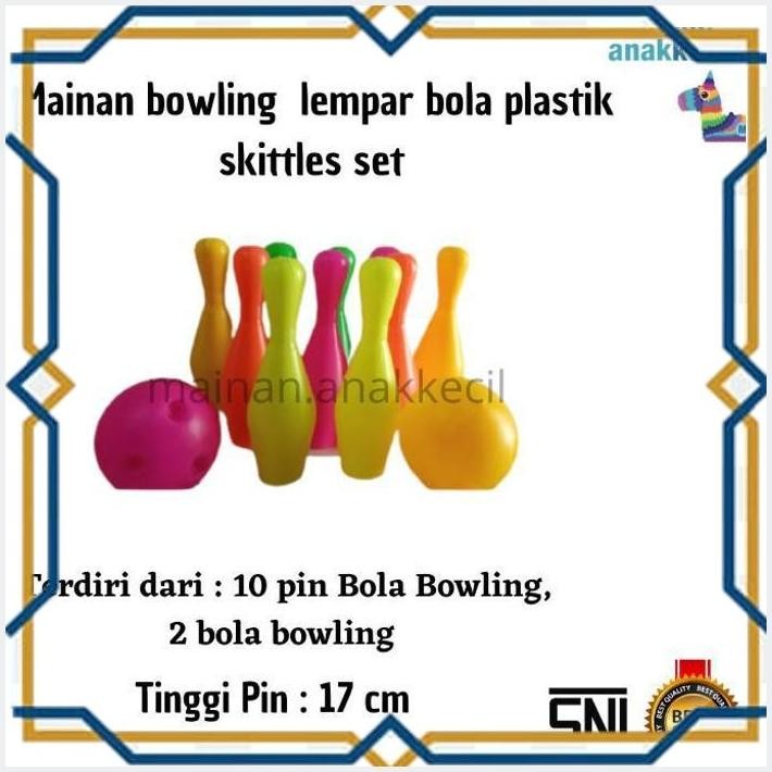 

[mak] mainan bowling besar anak lempar bola plastik skittles set