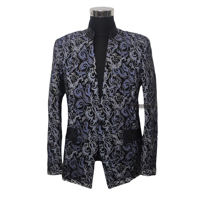 jas batik blazer batik pria hitam navy slimfit modern chiangi gorgoraz