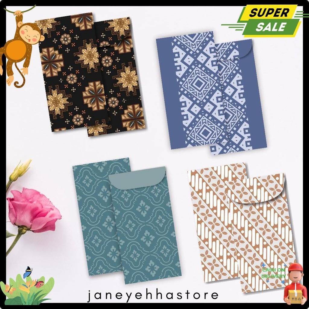 

6 Pcs Angpao Wedding Amplop Kondangan Motif Batik Angpao Panjang Amplop Uang Diskon Setengah Harga