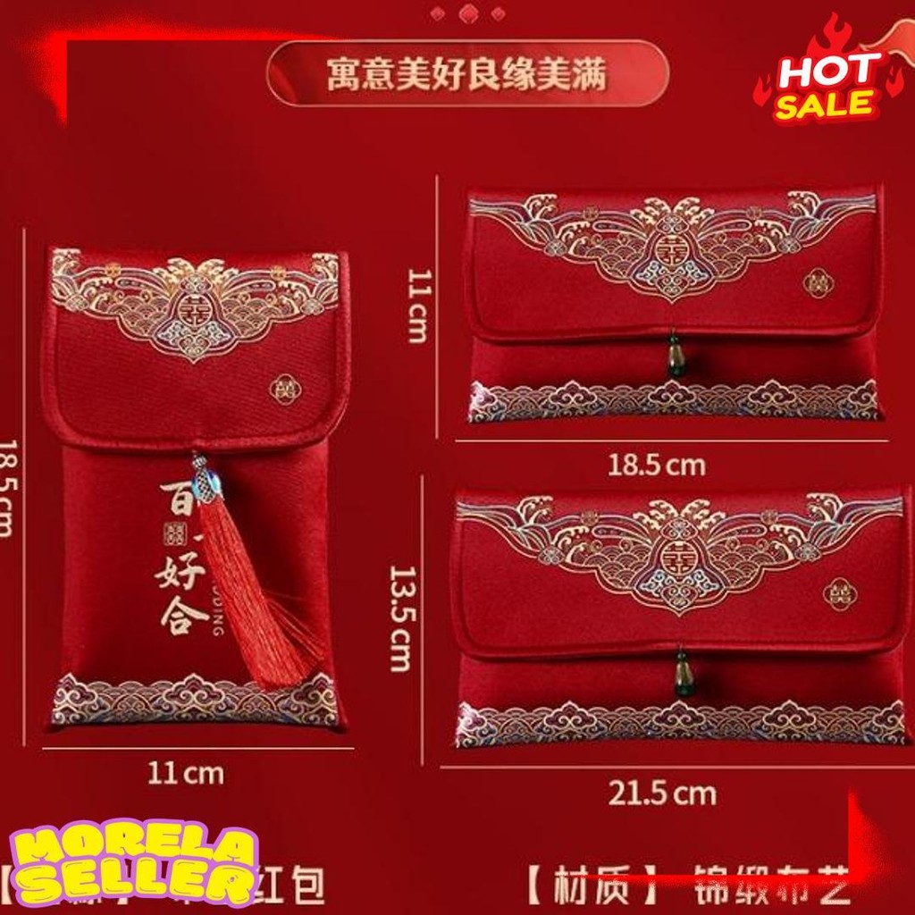 

[Dompet Angpao Kain Shuang Xi Premium] Dompet Amplop Angpao /Angpau / Hongbao Glitter Wedding, Sangjit , Uang Susu, Pernikahan / Shuang Xuang Xi Diskon