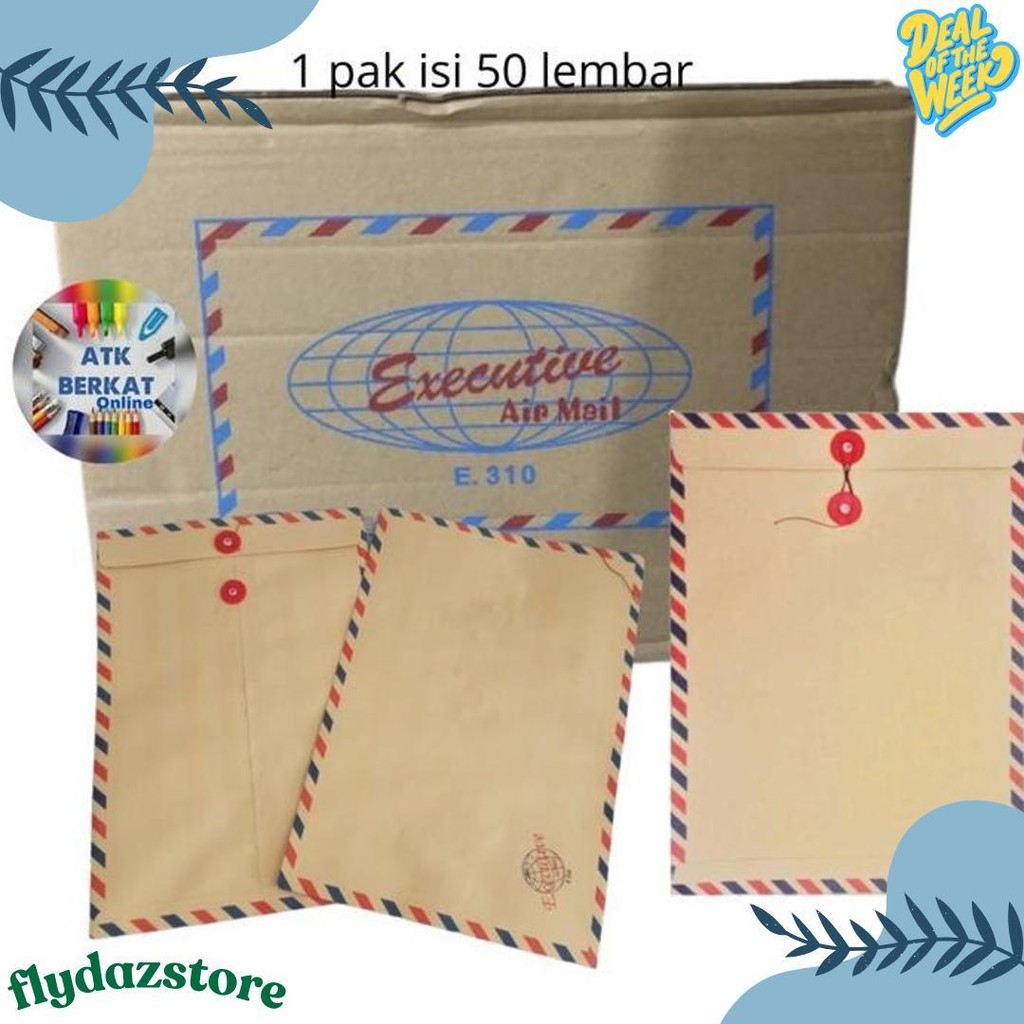 

[50 Pcs] Amplop Coklat Folio Tali Airmail 310 Executive Diskon