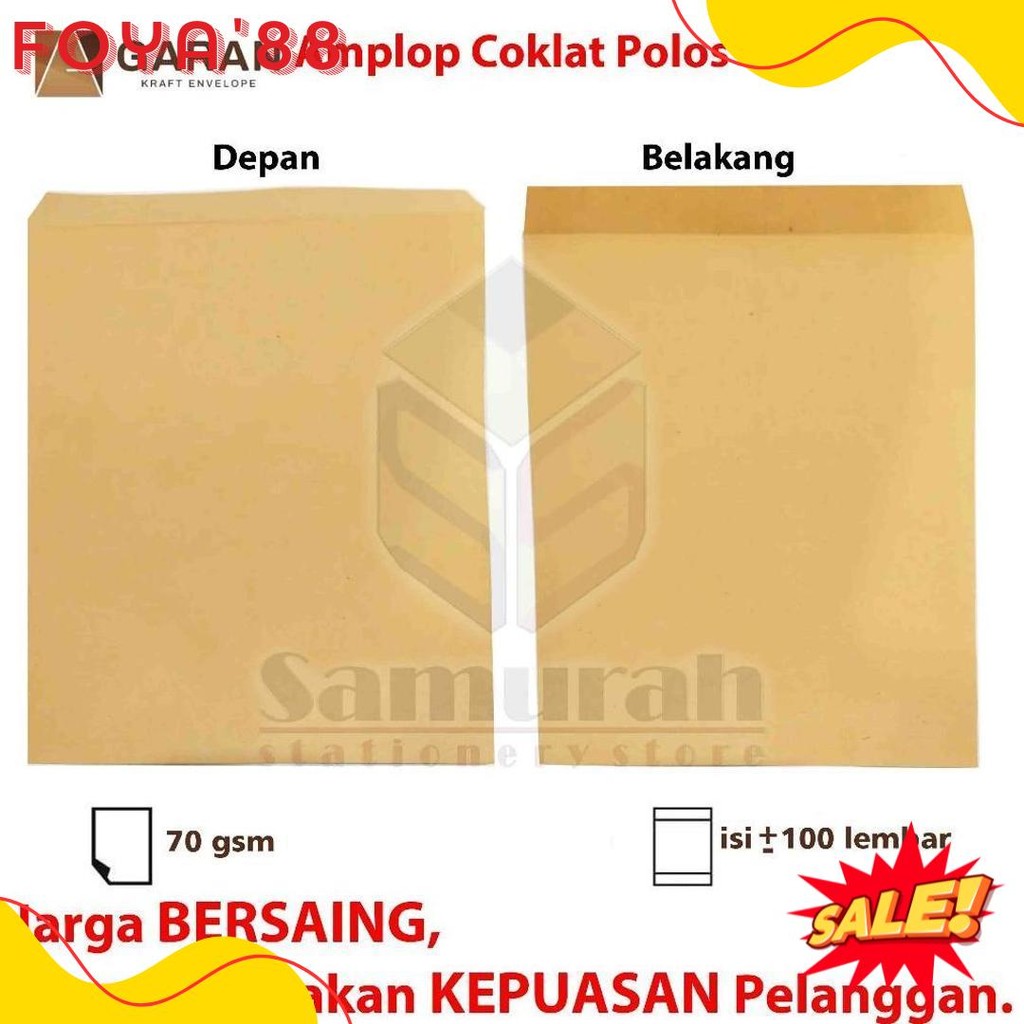 

Amplop Kertas Coklat Garan Ukuran Map 29 X 40 Cm / Amplop Dokumen Besar 1 Pak Isi 100 Lembar Tebal 70 Gsm / Gram 29X40 Flash Sale! Diskon Hingga 70%
