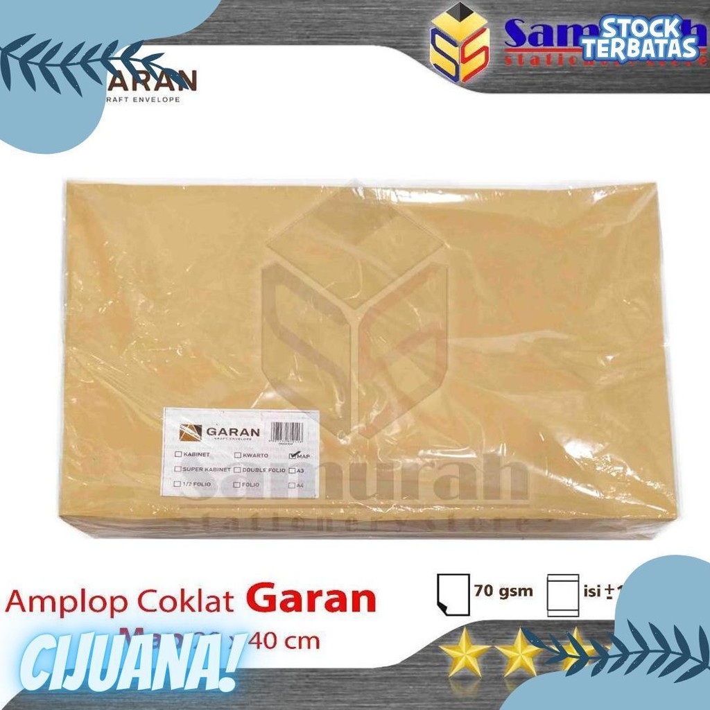 

Amplop Kertas Coklat Garan Ukuran Map 29 X 40 Cm / Amplop Dokumen Besar 1 Pak Isi 100 Lembar Tebal 70 Gsm / Gram 29X40 Flash Sale! Diskon Hingga 70%
