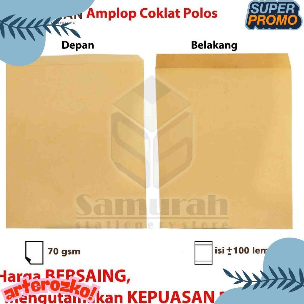 

Amplop Kertas Coklat Garan Ukuran Map 29 X 40 Cm / Amplop Dokumen Besar 1 Pak Isi 100 Lembar Tebal 70 Gsm / Gram 29X40 Terlaris! Produk Ini Banyak Dicari