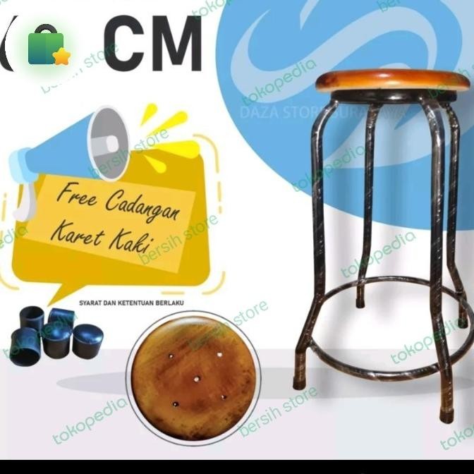 Ready stock] KURSI BULAT KAKI BESI TINGGI 60 CM