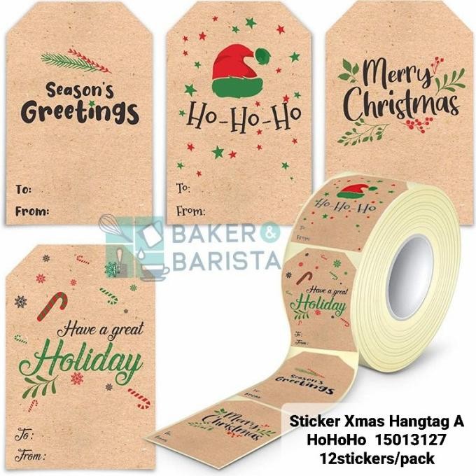 

$$$$] Sticker Xmas Hangtag hang tag hohoho deer 12stickers/pack stiker natal