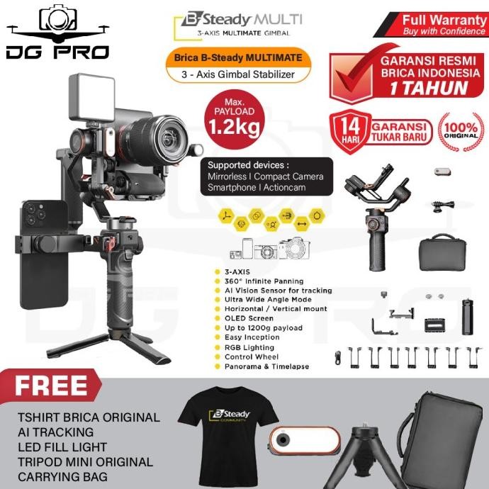 Brica B-Steady Multimate 3-Axis Gimbal Camera DSLR/Brica BSteady PRO Multi Multimate Terlaris
