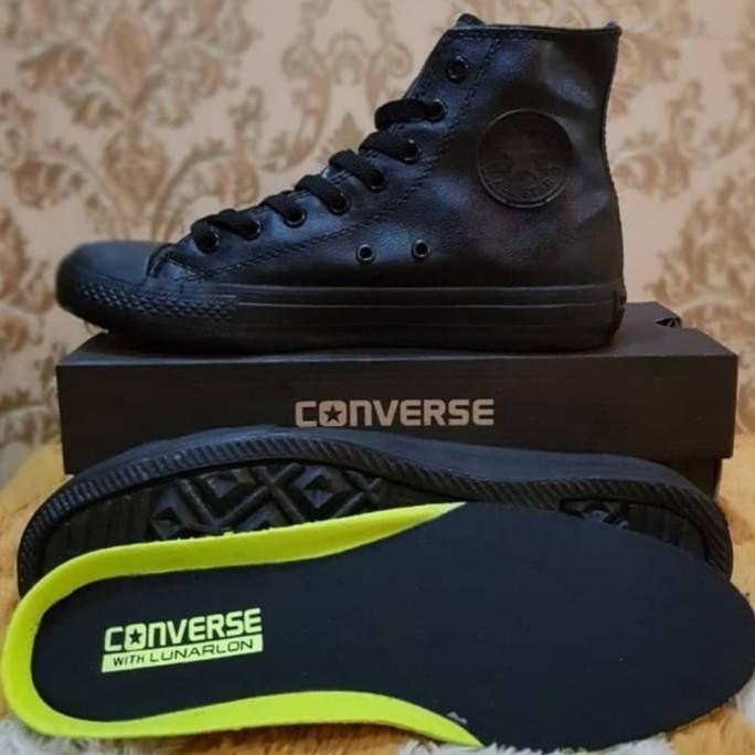 sepatu kulit ukuran 44 45 46 Converse kulit full black Terlaris
