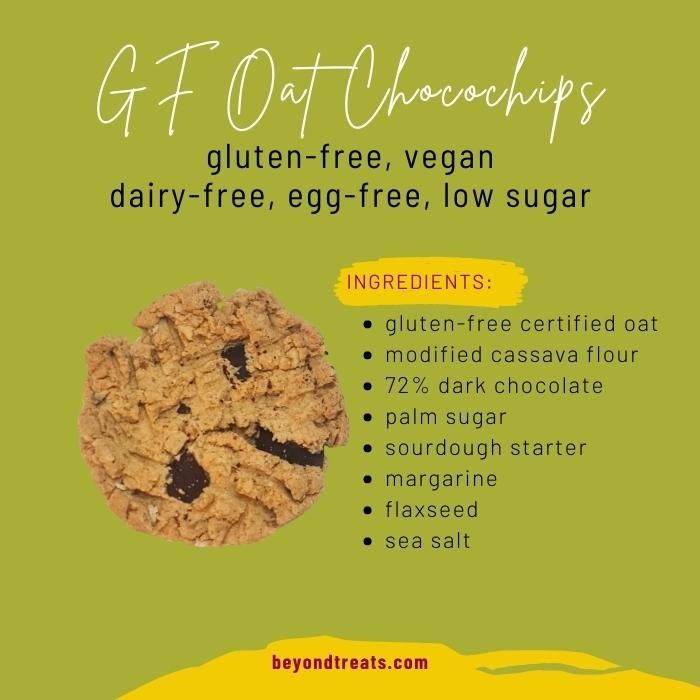 

GF OAT CHOCOCHIP COOKIES, GLUTEN-FREE LOW SUGAR VEGAN