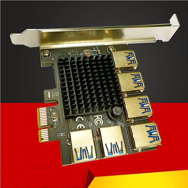 BARU PCI Express Multiplier Adapter PCIE 1 to 6 USB 3.0 Extender PCI-E 1 to 6 Riser Card PCIE 1X to 