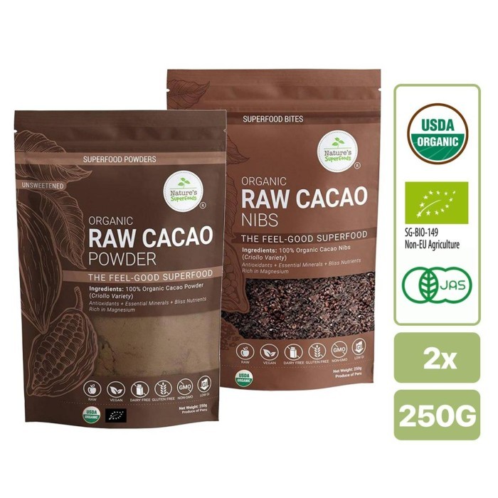 

Nature's Superfoods Organic Raw Cacao Powder + Nibs 2 X 250G