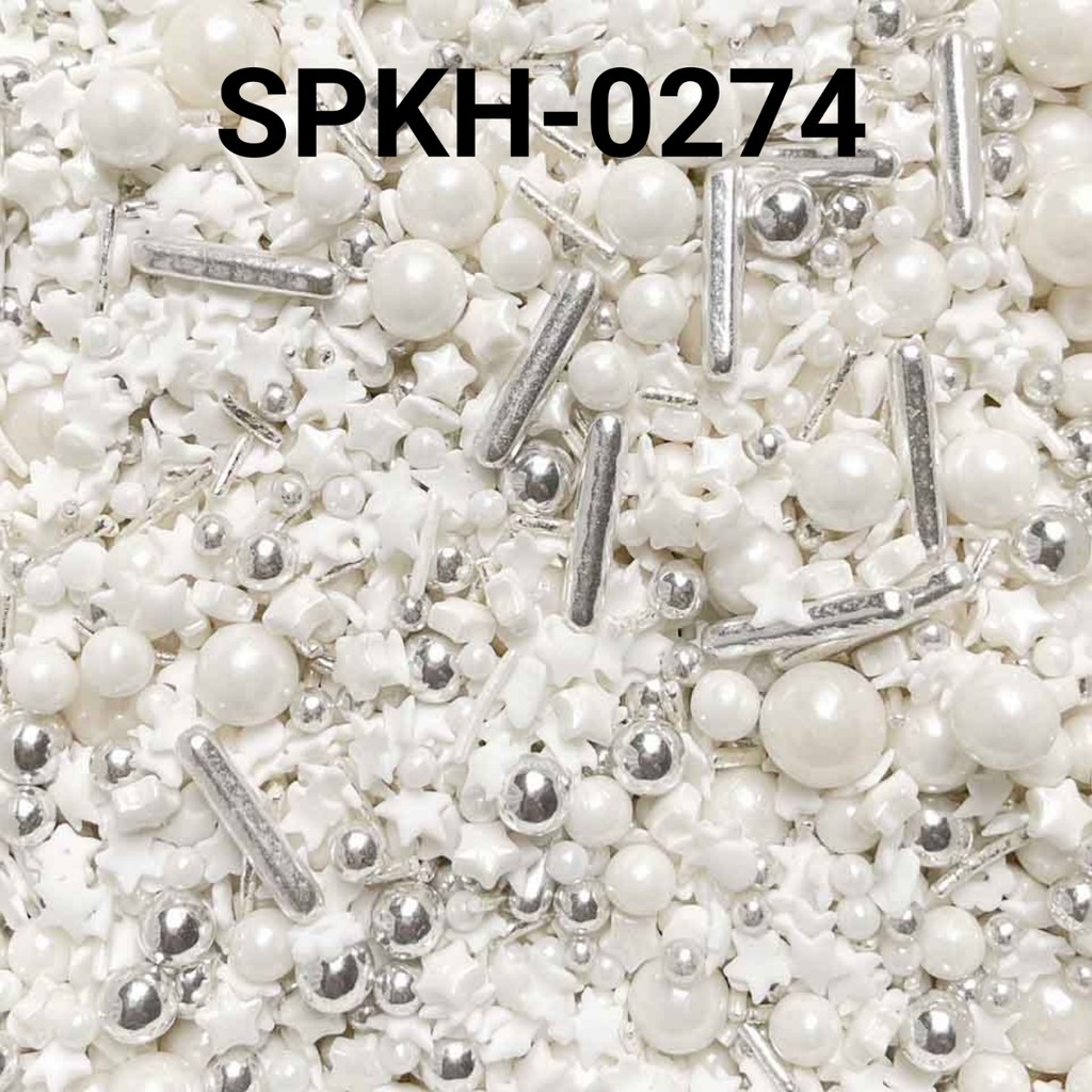 

SPKH-0274 Sprinkles sprinkle springkel 500gr putih perak mutiara hati (SPRINKLES)