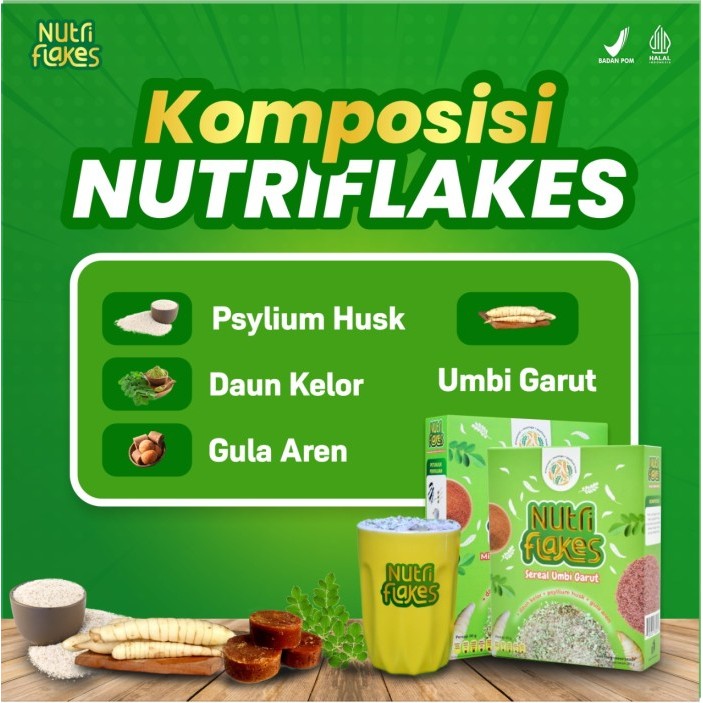 

NUTRIFLAKES PAKET 2 BOX MINUMAN SERBUK UMBI GARUT ATASI GERD