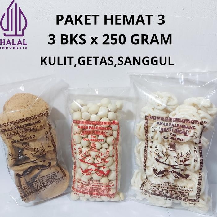 

New PAKET HEMAT 3 [KULIT,GETAS,SANGGUL] 750 GRAM KHAS PALEMBANG Kerupuk Food Ready