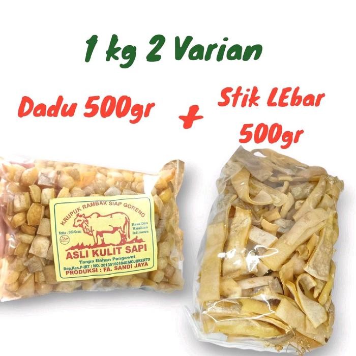 

Sale Rambak sapi 1kg Mix(Dadu, Stik Lebar )promo Krecek Ready