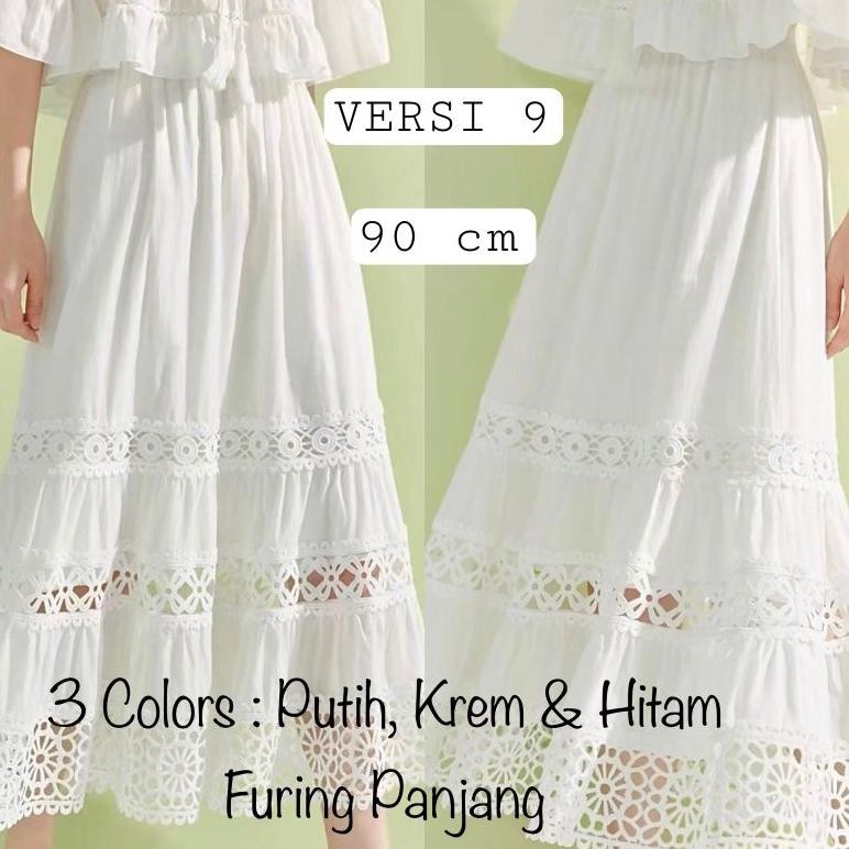 Snow White - Rok Katun Ruffle Renda Bordir Premium Import